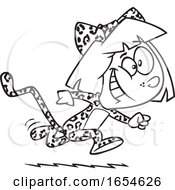 Cartoon Lineart Girl Running In A Cheetah Costume by toonaday