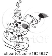 Cartoon Outline Cow Bungee Jumping