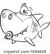 Poster, Art Print Of Cartoon Outline Baby Shark With A Pacifier