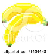Poster, Art Print Of Banana Pixel Art 8 Bit Video Game Fruit Icon