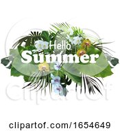 Poster, Art Print Of Hello Summer Text Over Tropical Foliage