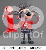 Vicous Punk Rock Characte Holds An Information Symbol He Stole From Somewhere 3d Illustration