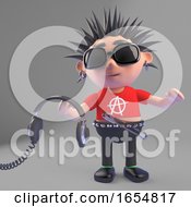 Cartoon Punk Rocker Holding Pair Of Headphones 3d Illustration