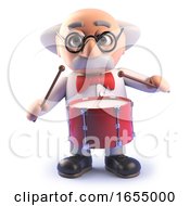 3d Mad Scientist Character Is A Cool Drummer