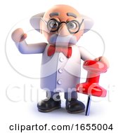 Mad Scientist Cartoon Character With A Tack 3d Illustration