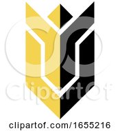 Poster, Art Print Of Abstract Yellow And Black Cheering Person Icon