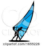 Poster, Art Print Of Silhouetted Kitesurfer Or Kiteboarder