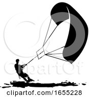 Poster, Art Print Of Silhouetted Windsurfer