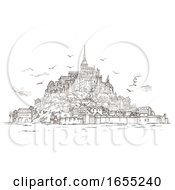 Poster, Art Print Of Le Mont Saint Michel Normandy France Sketch