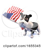 Cool Puppy Dog Holds The American Flag by Steve Young