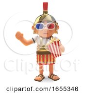Noble Roman Centurion Soldier At Cinema Wearing 3d Glasses Eating Popcorn by Steve Young