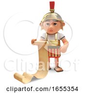 Concerned Roman Centurion Soldier Reads From A Papyrus Scroll