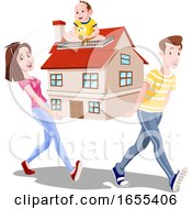 Poster, Art Print Of Family Carrying A House
