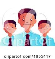 Vector Illustration Of Three Man With Ties On White Background