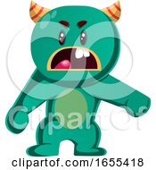 Poster, Art Print Of Green Monster Is Angry With You Vector Illustration