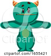 Poster, Art Print Of Green Monster Working Out Vector Illustration
