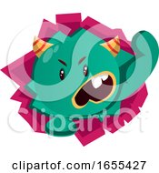 Angry Green Monster Vector Illustration