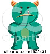 Green Monster Is Insulted Vector Illustration
