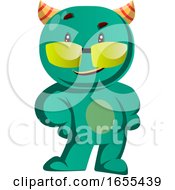 Poster, Art Print Of Cool Green Monster With Sunglasses Vector Illustration