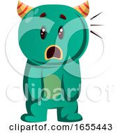 Poster, Art Print Of Green Monster Cant Believe What Is Happening Vector Illustration