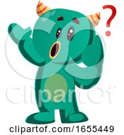 Poster, Art Print Of Green Monster Does Not Understand Anything Vector Illustration