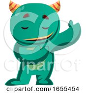 Green Monster Bowing For A Lady Vector Illustration
