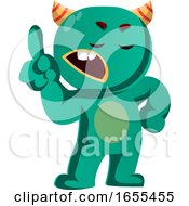 Poster, Art Print Of Wait A Minute Green Monster Is Gesturing Vector Illustration