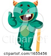 Poster, Art Print Of Green Monster Is In Very Casual Mood Vector Iillustraion