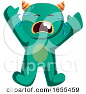 Green Monster Crying Vector Illustration