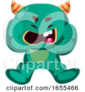 Angry Green Monster Vector Illustration