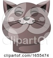 Poster, Art Print Of Cartoon Grey Cat Vector Illustration On White Backgorund