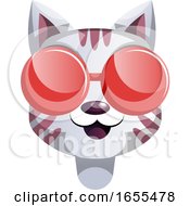 Poster, Art Print Of Cartoon Cat With Red Sunglasses Vector Illustration