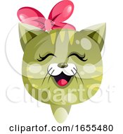 Poster, Art Print Of Cartoon Cat With Tie On Her Head Vector Illustration