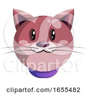 Poster, Art Print Of Simple Purple Cartoon Cat Vector Illustration