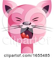 Poster, Art Print Of Angry Pink Cartoon Cat Vector Illustration