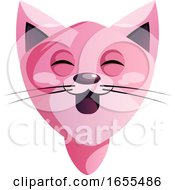 Poster, Art Print Of Happy Pink Cartoon Cat Vector Illustration