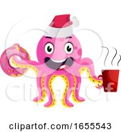 Poster, Art Print Of Pink Party Octopus Illustration Vector