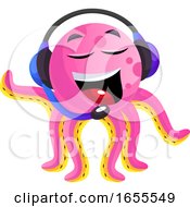 Poster, Art Print Of Pink Octopus Operator Illustration Vector