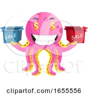 Poster, Art Print Of Octopus With Sale Signs Illustration Vector