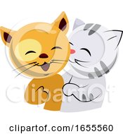 Poster, Art Print Of Yellow And White Cat In Love Illustration Vector