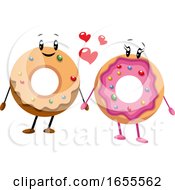 Poster, Art Print Of Couple Of Donut In Love Illustration Vector