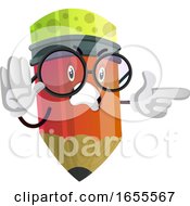 Poster, Art Print Of Angry Pencil Is Pointing At Something Illustration Vector
