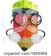 Red Pencil Looks Angry Illustration Vector