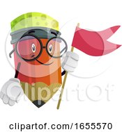 Red Flag In Red Pencils Hands Illustration Vector