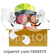 Red Pencil Sittig Behind The Desk Papers Flying Around Illustration Vector