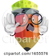 Poster, Art Print Of Pencil Holding His Hands Up Illustration Vector