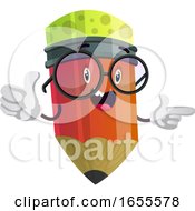 Red Pencil Is Holding Thumbs Up And Pointing At Something Illustration Vector