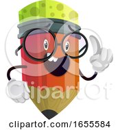 Poster, Art Print Of Red Pencil Looks Like He Has Something To Say Illustration Vector