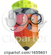 Red Pencil Looks Scared Illustration Vector