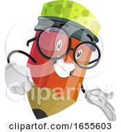 Poster, Art Print Of Red Pencil Is Very Happy And Satisfied Illustration Vector